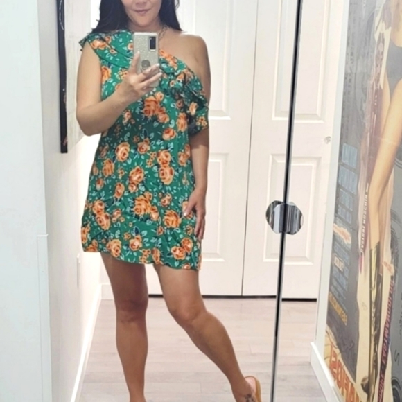 Floral print one shoulder mini dress - Picture 5 of 5